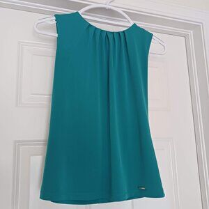 Calvin Klein Elegant Tank Top Blouse Petite Extra Small PXS Teal Blue